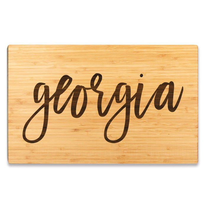 Large Engraved State Bamboo Wood Cutting Board, Calligraphy-Set of 1-Andaz Press-Alabama-