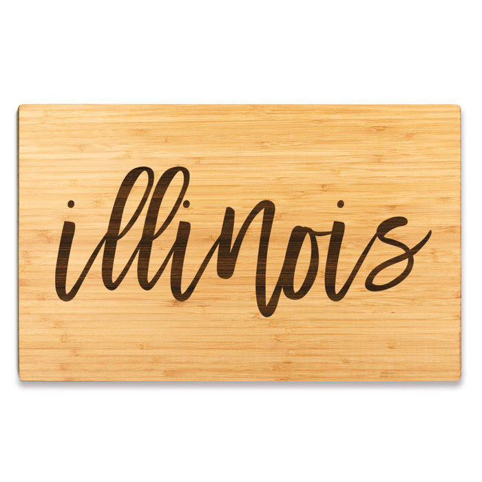 Large Engraved State Bamboo Wood Cutting Board, Calligraphy-Set of 1-Andaz Press-Alabama-