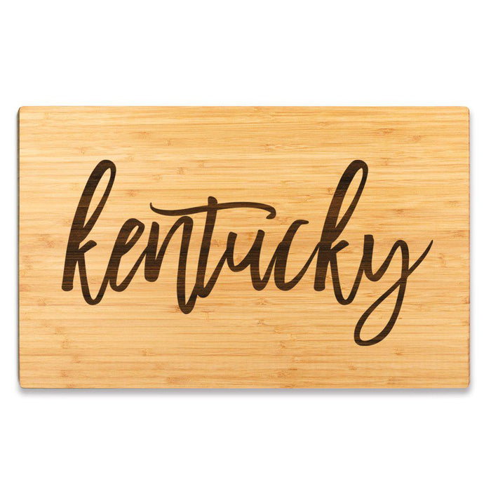 Large Engraved State Bamboo Wood Cutting Board, Calligraphy-Set of 1-Andaz Press-Alabama-