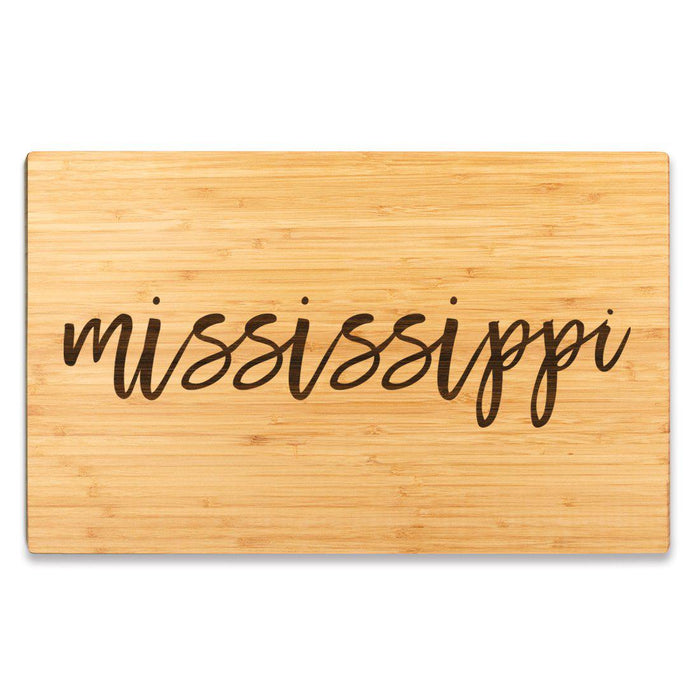 Large Engraved State Bamboo Wood Cutting Board, Calligraphy-Set of 1-Andaz Press-Alabama-