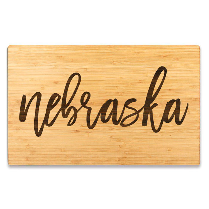 Large Engraved State Bamboo Wood Cutting Board, Calligraphy-Set of 1-Andaz Press-Alabama-
