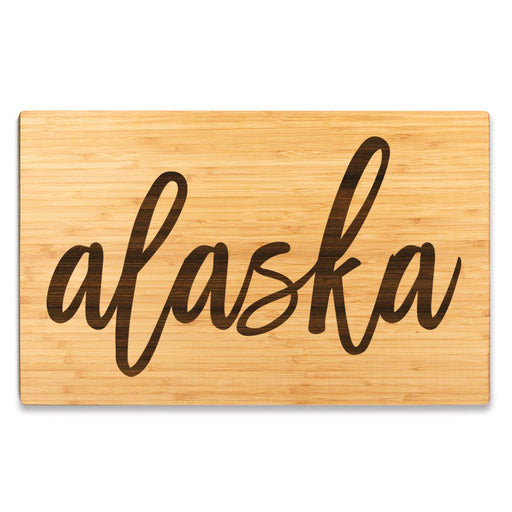 Large Engraved State Bamboo Wood Cutting Board, Calligraphy-Set of 1-Andaz Press-Alabama-
