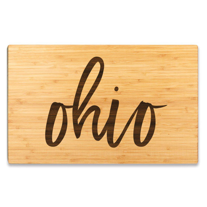 Large Engraved State Bamboo Wood Cutting Board, Calligraphy-Set of 1-Andaz Press-Alabama-