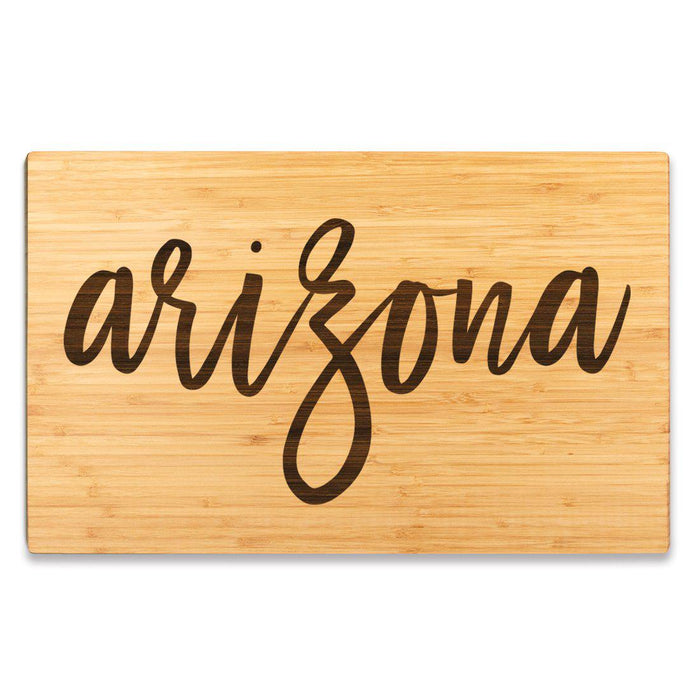 Large Engraved State Bamboo Wood Cutting Board, Calligraphy-Set of 1-Andaz Press-Alabama-