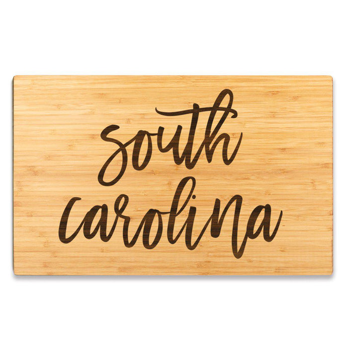 Large Engraved State Bamboo Wood Cutting Board, Calligraphy-Set of 1-Andaz Press-Alabama-