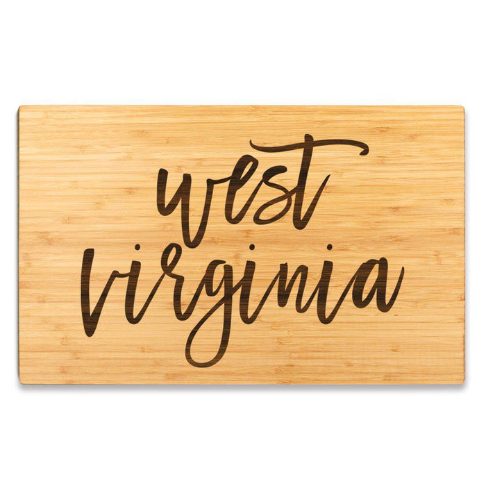 Large Engraved State Bamboo Wood Cutting Board, Calligraphy-Set of 1-Andaz Press-Alabama-