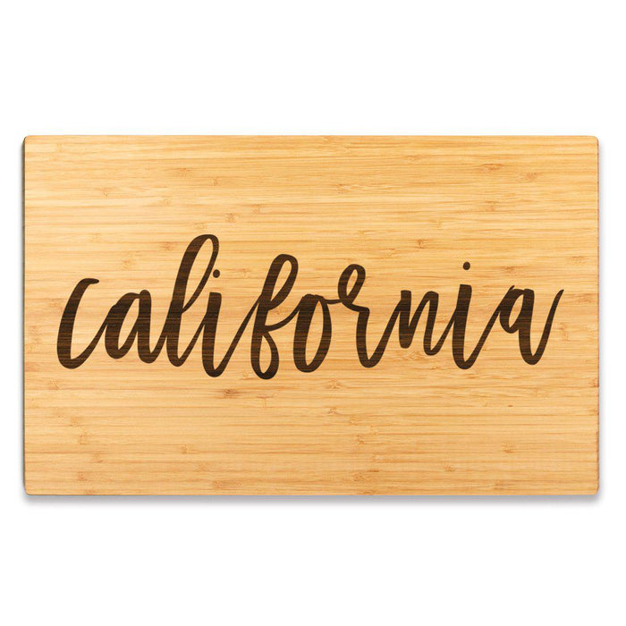 Large Engraved State Bamboo Wood Cutting Board, Calligraphy-Set of 1-Andaz Press-Alabama-