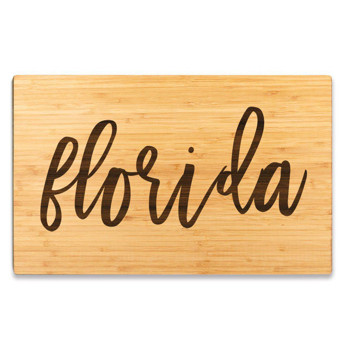 Large Engraved State Bamboo Wood Cutting Board, Calligraphy-Set of 1-Andaz Press-Alabama-
