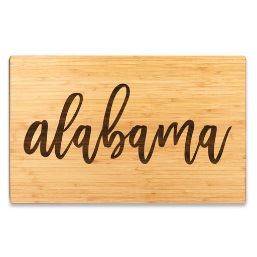 Large Engraved State Bamboo Wood Cutting Board, Calligraphy-Set of 1-Andaz Press-Alabama-
