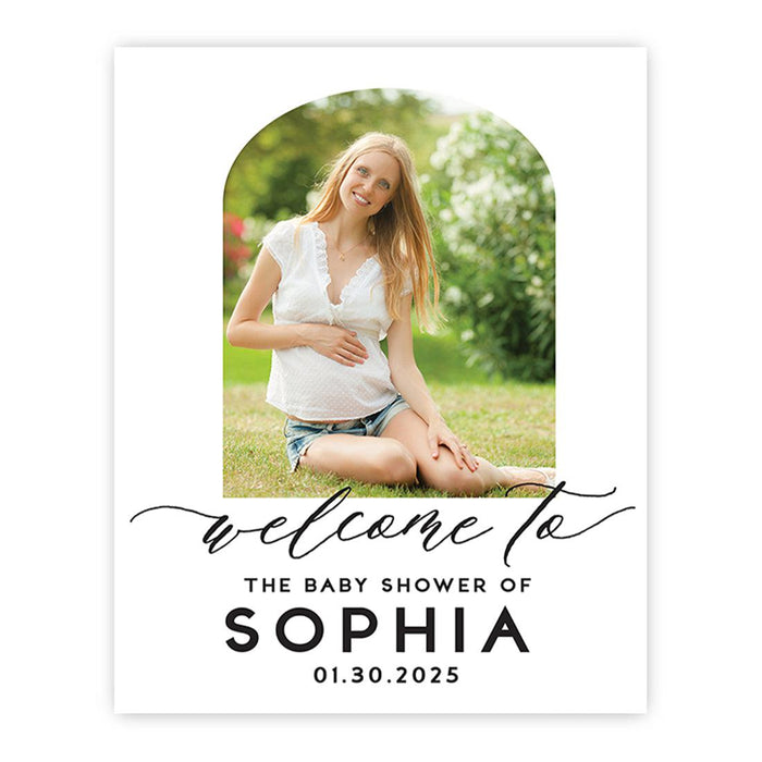 Large Gender-Neutral Custom Photo Canvas Welcome Sign for Baby Shower Decorations, Set of 1-Set of 1-Andaz Press-Classic Script-