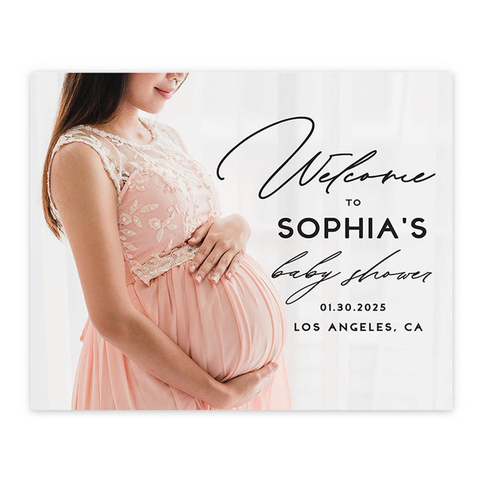 Large Gender-Neutral Custom Photo Canvas Welcome Sign for Baby Shower Decorations, Set of 1-Set of 1-Andaz Press-Classic Script-