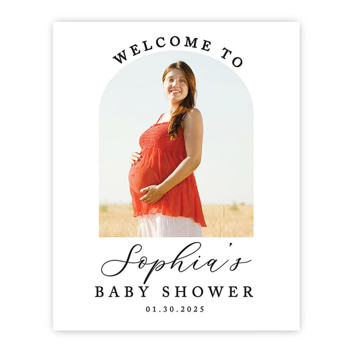 Large Gender-Neutral Custom Photo Canvas Welcome Sign for Baby Shower Decorations, Set of 1-Set of 1-Andaz Press-Classic Script-