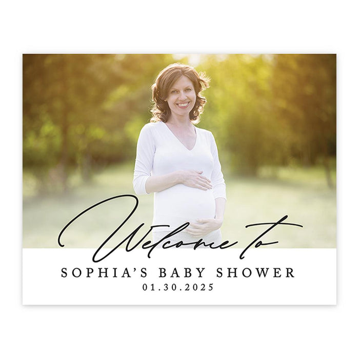 Large Gender-Neutral Custom Photo Canvas Welcome Sign for Baby Shower Decorations, Set of 1-Set of 1-Andaz Press-Classic Script-