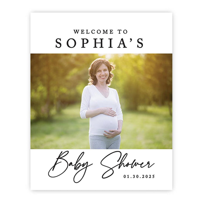 Large Gender-Neutral Custom Photo Canvas Welcome Sign for Baby Shower Decorations, Set of 1-Set of 1-Andaz Press-Classic Script-