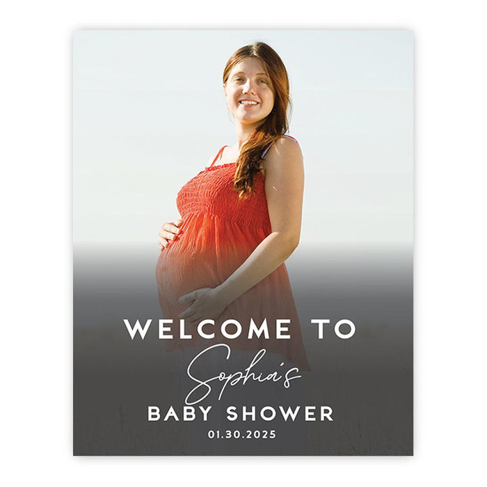 Large Gender-Neutral Custom Photo Canvas Welcome Sign for Baby Shower Decorations, Set of 1-Set of 1-Andaz Press-Classic Script-