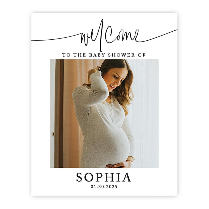 Large Gender-Neutral Custom Photo Canvas Welcome Sign for Baby Shower Decorations, Set of 1-Set of 1-Andaz Press-Classic Script-