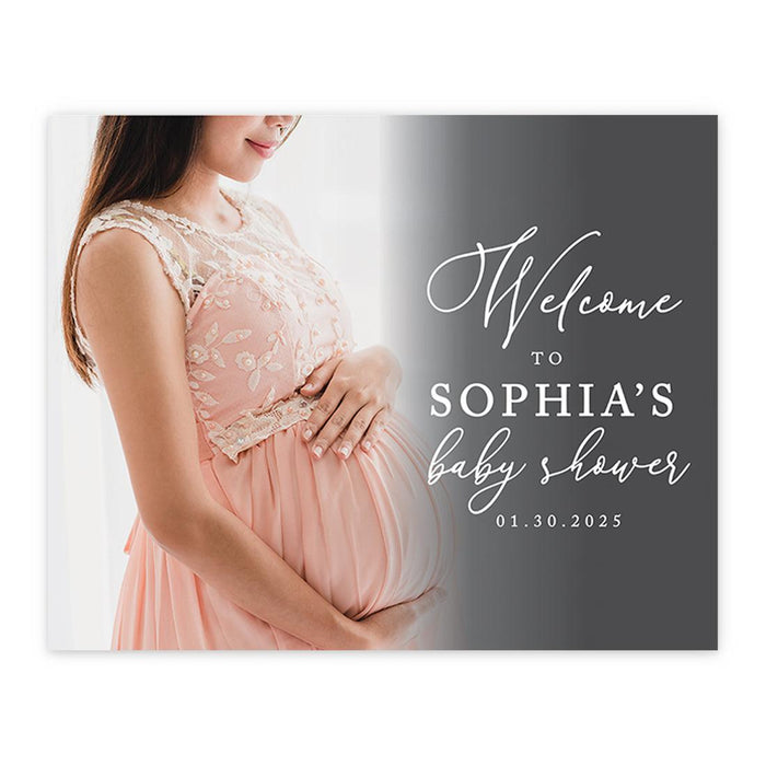 Large Gender-Neutral Custom Photo Canvas Welcome Sign for Baby Shower Decorations, Set of 1-Set of 1-Andaz Press-Classic Script-