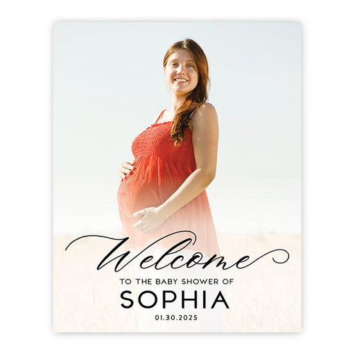 Large Gender-Neutral Custom Photo Canvas Welcome Sign for Baby Shower Decorations, Set of 1-Set of 1-Andaz Press-Classic Script-