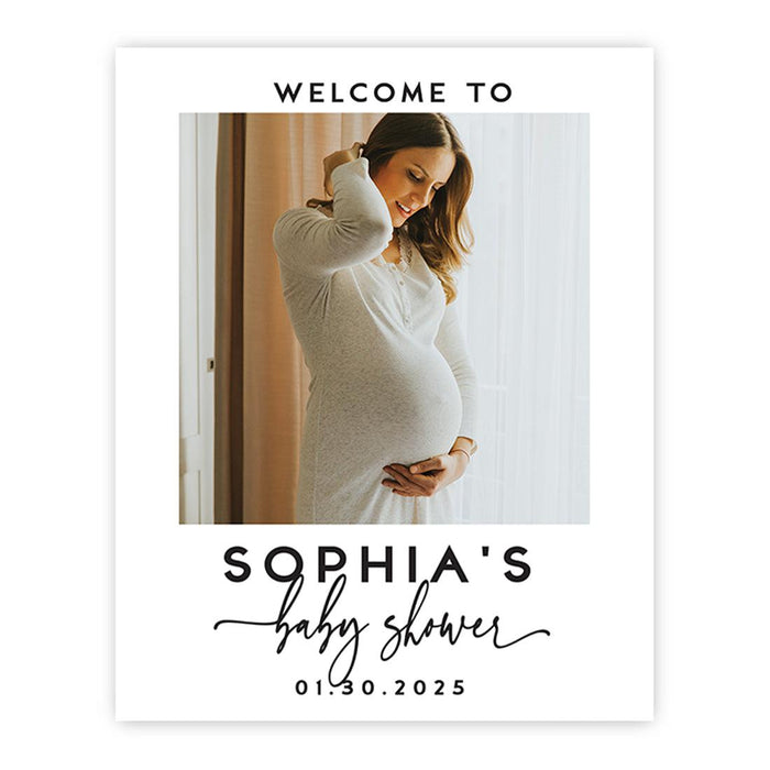 Large Gender-Neutral Custom Photo Canvas Welcome Sign for Baby Shower Decorations, Set of 1-Set of 1-Andaz Press-Modern Script-