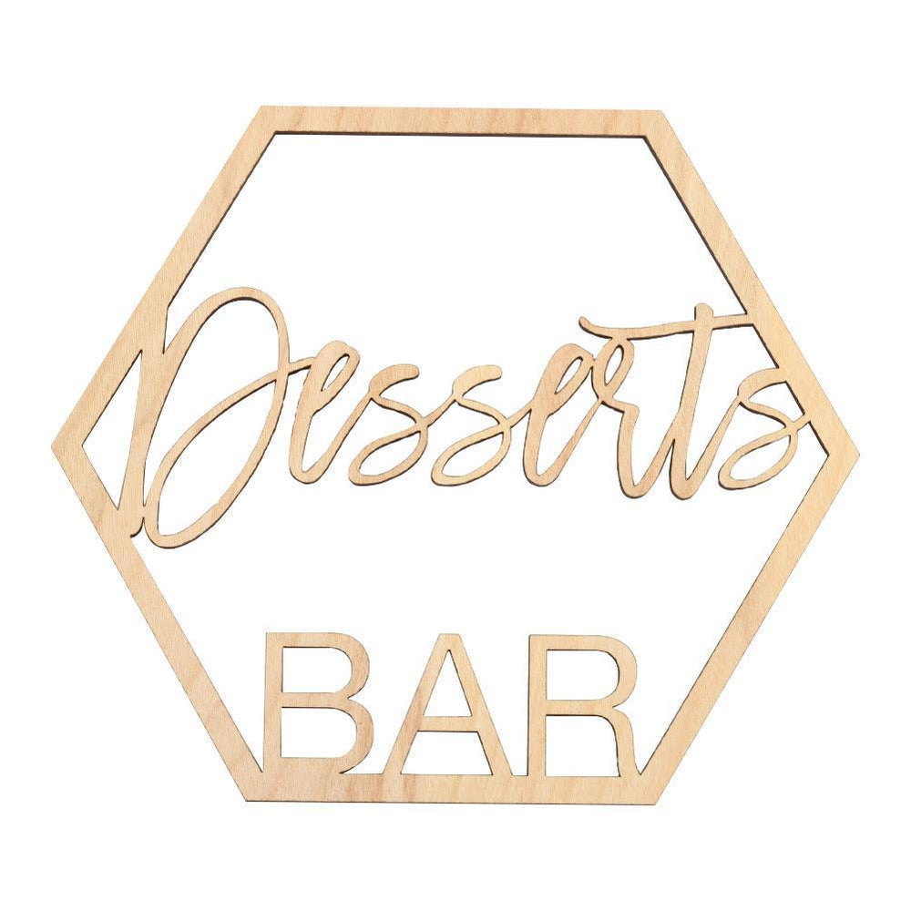 Laser Cut Wood Desserts Bar Sign-Set of 1-Koyal Wholesale-
