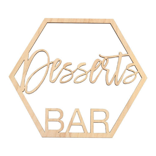 Laser Cut Wood Desserts Bar Sign-Set of 1-Koyal Wholesale-