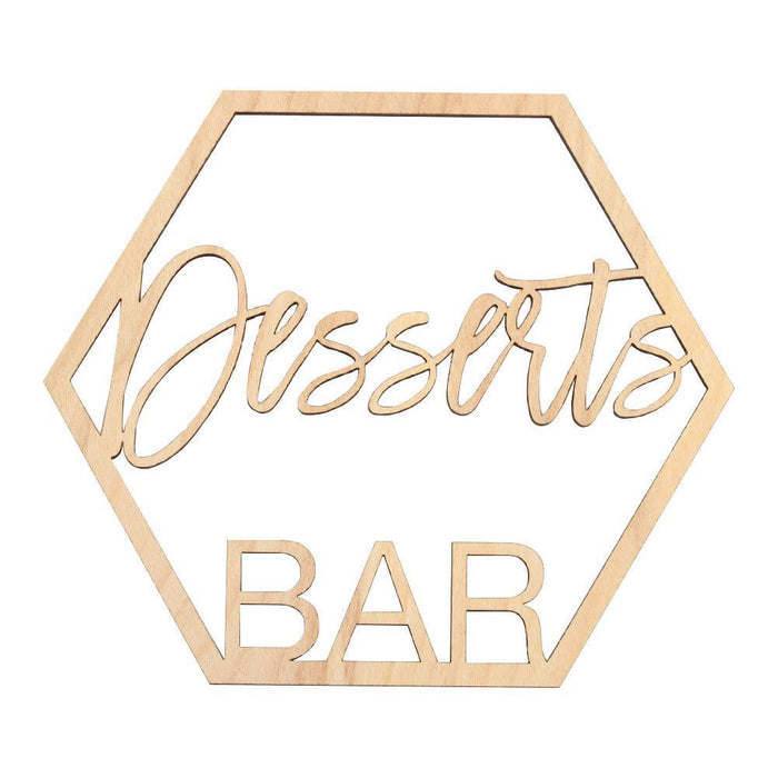 Laser Cut Wood Desserts Bar Sign-Set of 1-Koyal Wholesale-