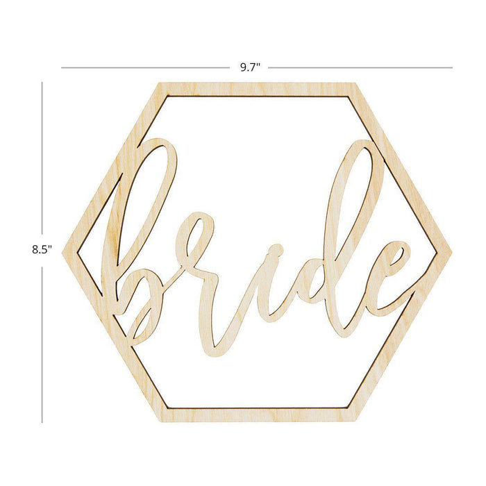 Laser Cut Wood Hexagon Bride Groom Chair Signs-Set of 2-Koyal Wholesale-