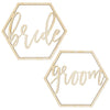 Laser Cut Wood Hexagon Bride Groom Chair Signs-Set of 2-Koyal Wholesale-