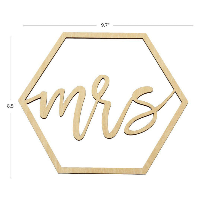 Laser Cut Wood Hexagon Mr Mrs Chair Signs-Set of 2-Koyal Wholesale-