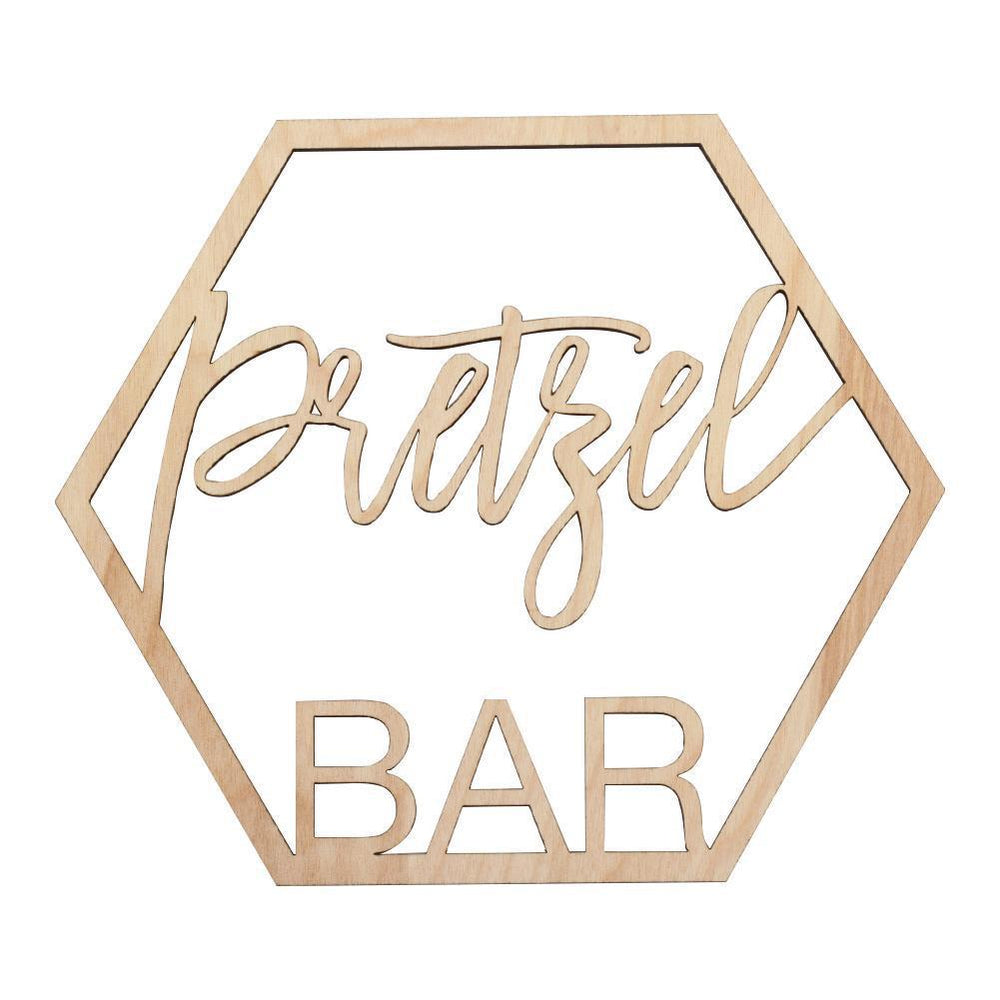 Laser Cut Wood Pretzel Bar Sign-Set of 1-Koyal Wholesale-