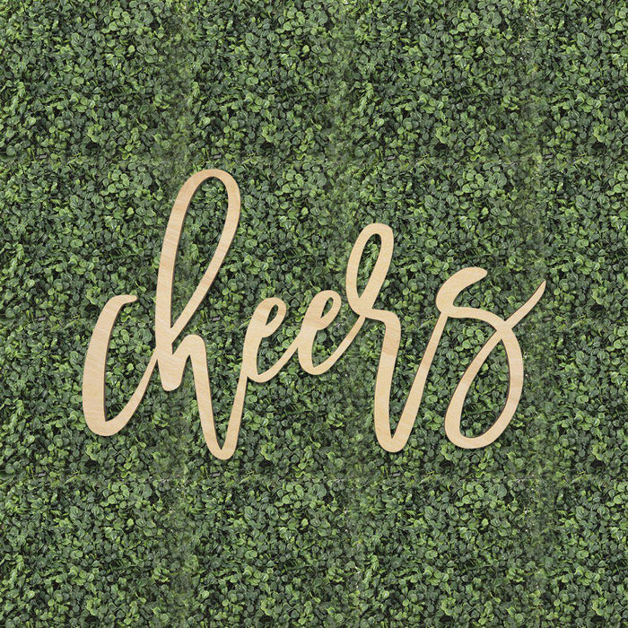 Laser Cut Wood Scripted Cheers Bar Sign-Set of 1-Koyal Wholesale-