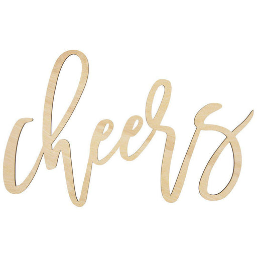 Laser Cut Wood Scripted Cheers Bar Sign-Set of 1-Koyal Wholesale-