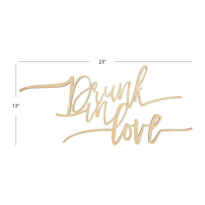 Laser Cut Wood Scripted Drunk in Love Bar Sign-Set of 1-Koyal Wholesale-