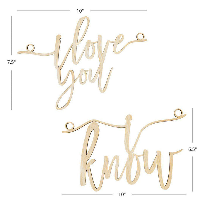 Laser Cut Wood Scripted I Love You, I Know Chair Signs-Set of 2-Koyal Wholesale-