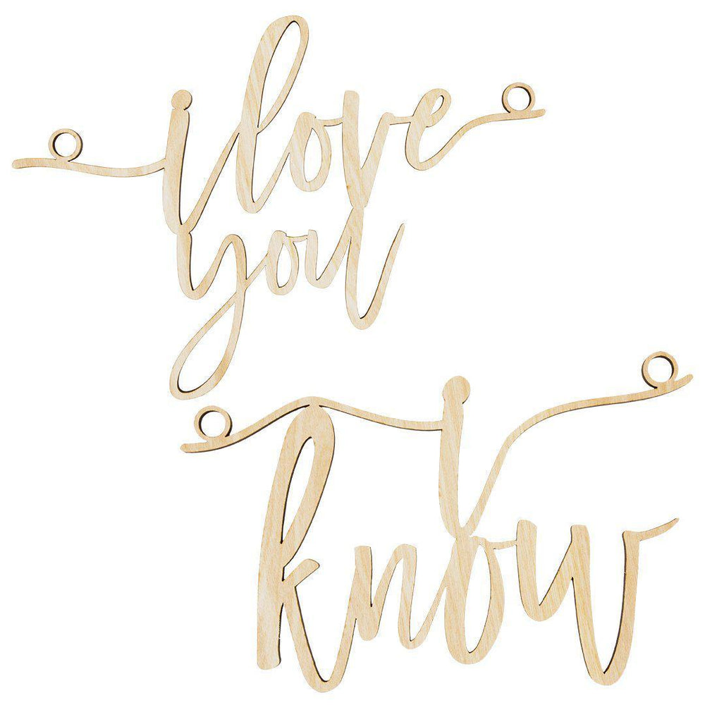 Laser Cut Wood Scripted I Love You, I Know Chair Signs-Set of 2-Koyal Wholesale-