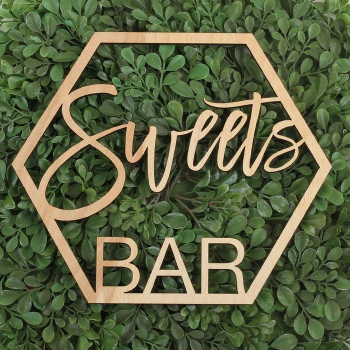 Laser Cut Wood Sweets Bar Sign-Set of 1-Koyal Wholesale-