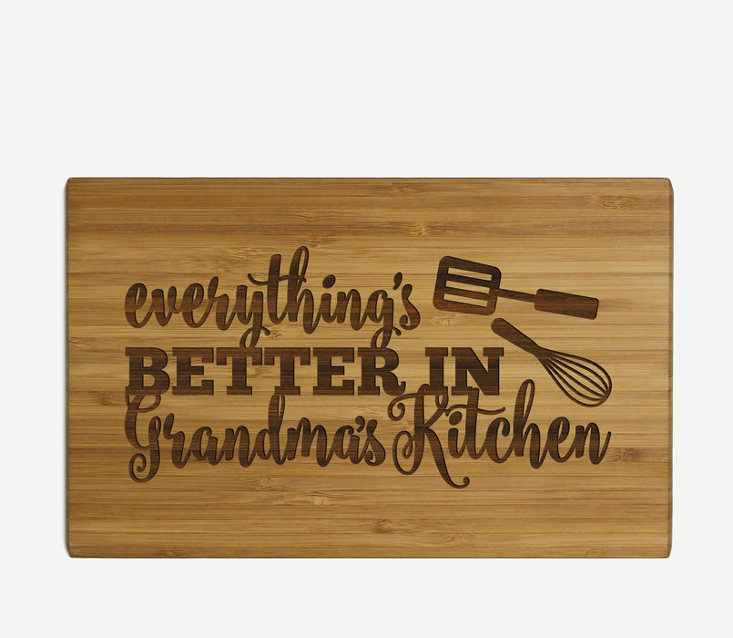 Laser Engraved Small Bamboo Wood Cutting Board-Set of 1-Andaz Press-Everything is Better in Grandma's Kitchen-