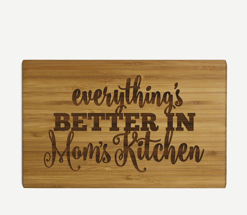 Laser Engraved Small Bamboo Wood Cutting Board-Set of 1-Andaz Press-Everything is Better in Mom's Kitchen-