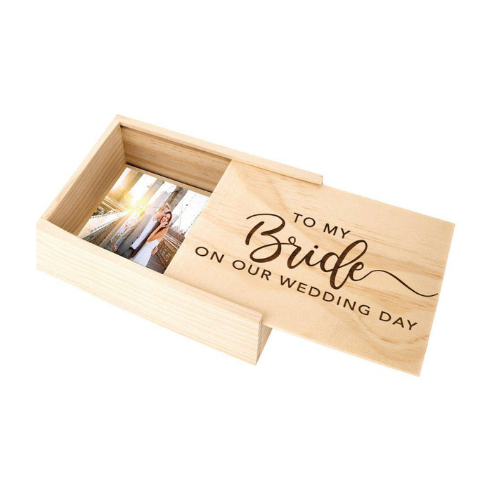 Laser Engraved Wedding Wooden Photo Box-Set of 1-Koyal Wholesale-To My Groom On Our Wedding Day-