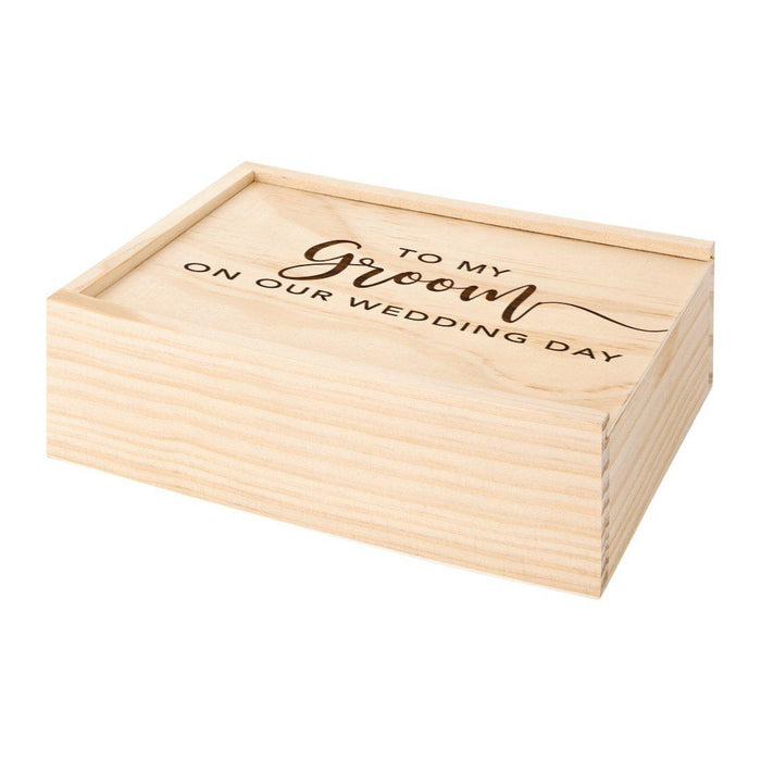 Laser Engraved Wedding Wooden Photo Box-Set of 1-Koyal Wholesale-To My Groom On Our Wedding Day-