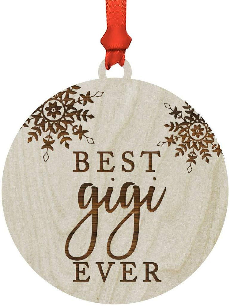 Laser Engraved Wood Christmas Ornament, Best Gigi Ever, Snowflakes-Set of 1-Andaz Press-