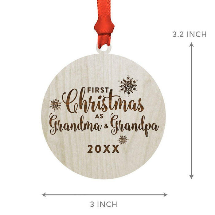Laser Engraved Wood Christmas Ornament, First Christmas as Grandma & Grandpa, Custom Year-Set of 1-Andaz Press-