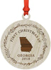 Laser Engraved Wood Christmas Ornament, First Christmas in Georgia, Custom Year-Set of 1-Andaz Press-