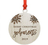 Laser Engraved Wood Christmas Ornament, Merry Christmas Godparents, Custom Year, Snowflakes-Set of 1-Andaz Press-