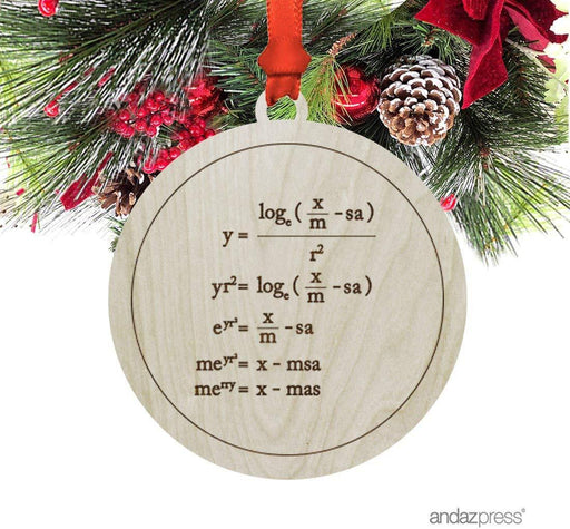Laser Engraved Wood Christmas Ornament, Merry Christmas Math Equation-Set of 1-Andaz Press-
