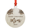 Laser Engraved Wood Christmas Ornament, Merry Christmas Mimi, Custom Year, Snowflakes-Set of 1-Andaz Press-