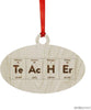 Laser Engraved Wood Christmas Ornament, Periodic Table Teacher, Oval Shape-Set of 1-Andaz Press-