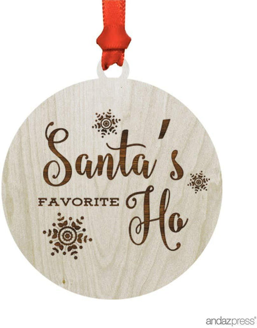 Laser Engraved Wood Christmas Ornament, Santa's Favorite Ho, Birthday Present Ideas for Best Friend-Set of 1-Andaz Press-