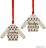 Laser Engraved Wood Christmas Ornament, Ugly Sweater Grandma Grandpa, Sweater Shape-Set of 2-Andaz Press-