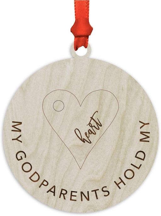 Laser Engraved Wood Family Christmas Ornament, My Godparents Hold My Heart-Set of 1-Andaz Press-